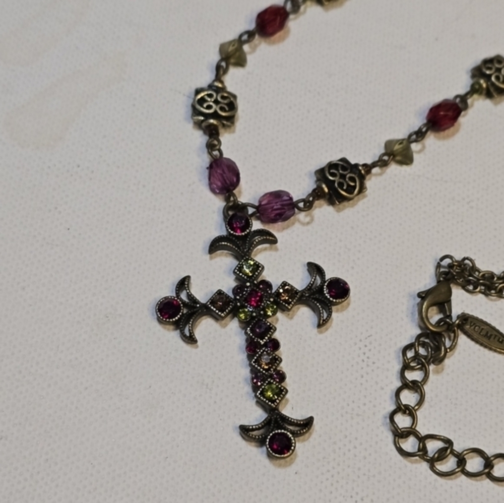 VCLM JEWELED and Beaded Cross Pendant‎ Necklace
